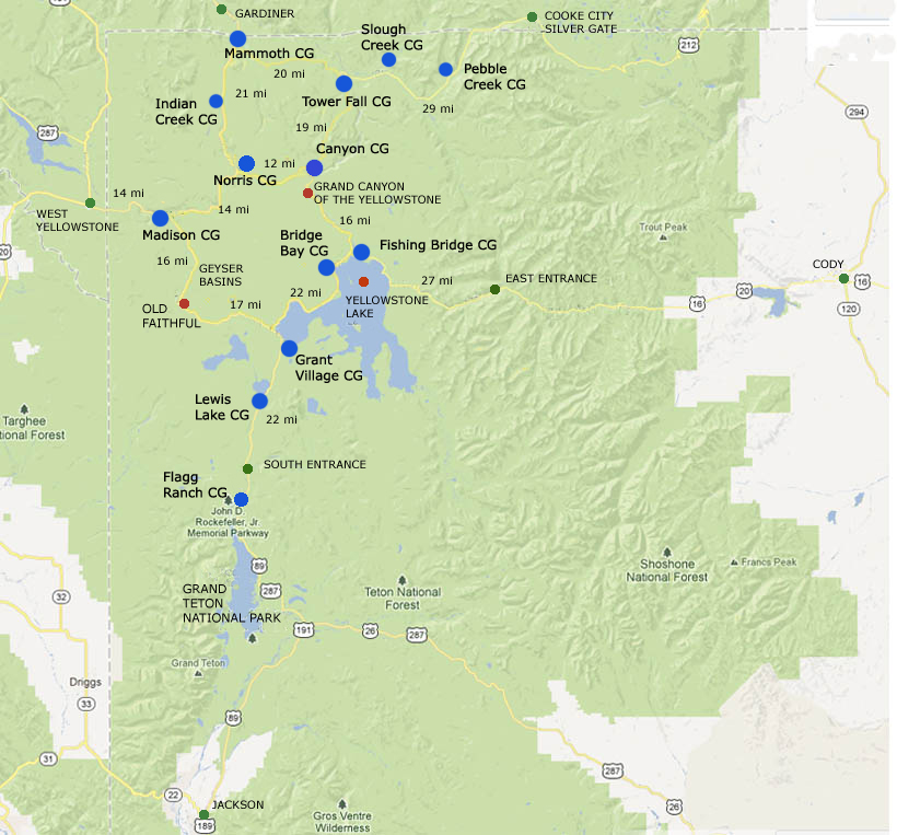 Yellowstone Park Campground Map 
